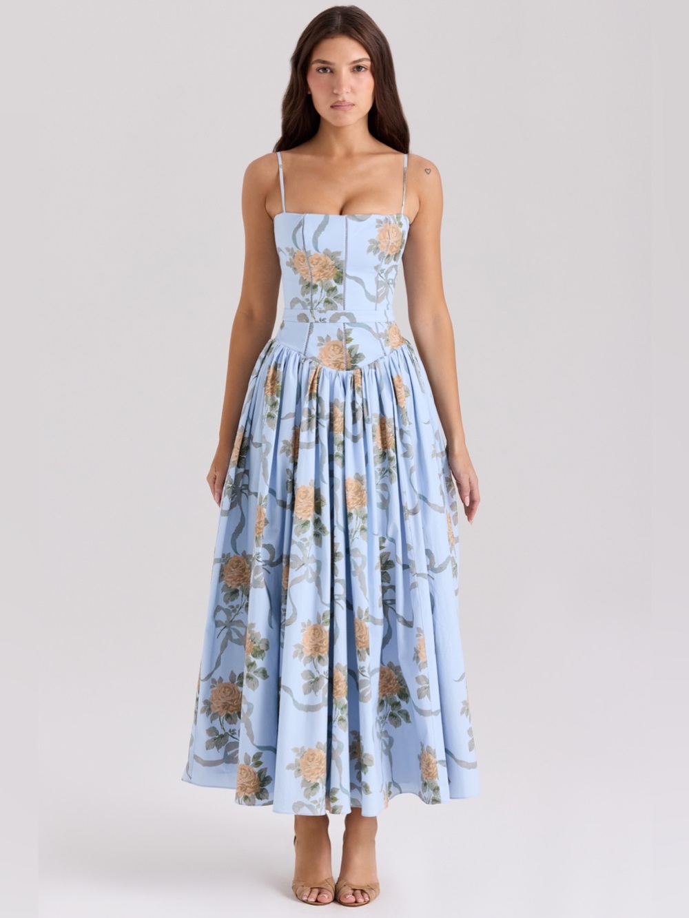 House of CB S D-DD Ysabella Vintage Rose Print Cotton Floral Maxi Dress